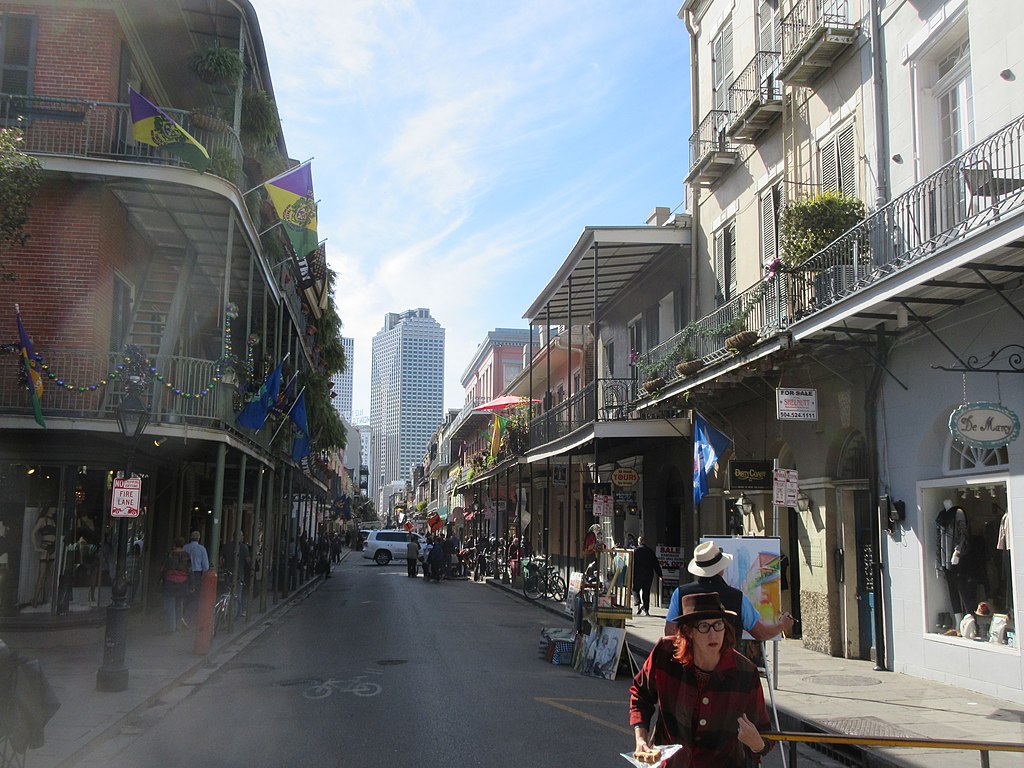 Photo of residents and/or tourists in the French Quarter of New Orleans